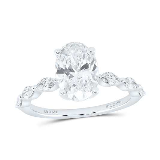 14K Yellow Or White Gold 2 3/8 Cttw Lab Grown Diamond 2 Cttw Center Oval Engagement Ring