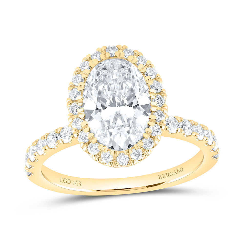 14K Yellow Or White Gold 2 3/4 Cttw Lab Grown Diamond 2 Cttw Center Oval Engagement Ring