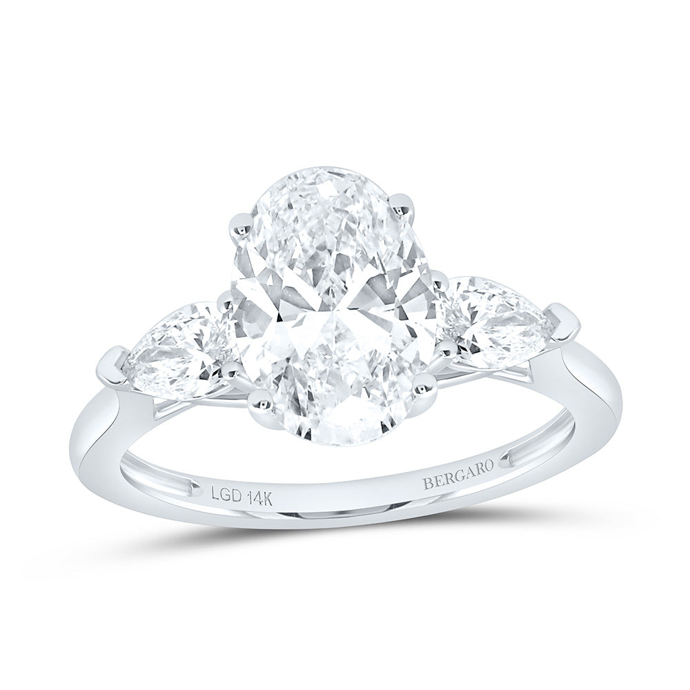14K Yellow Or White Gold 2 5/8 Cttw Lab Grown Diamond 2 Cttw Center Oval Engagement Ring