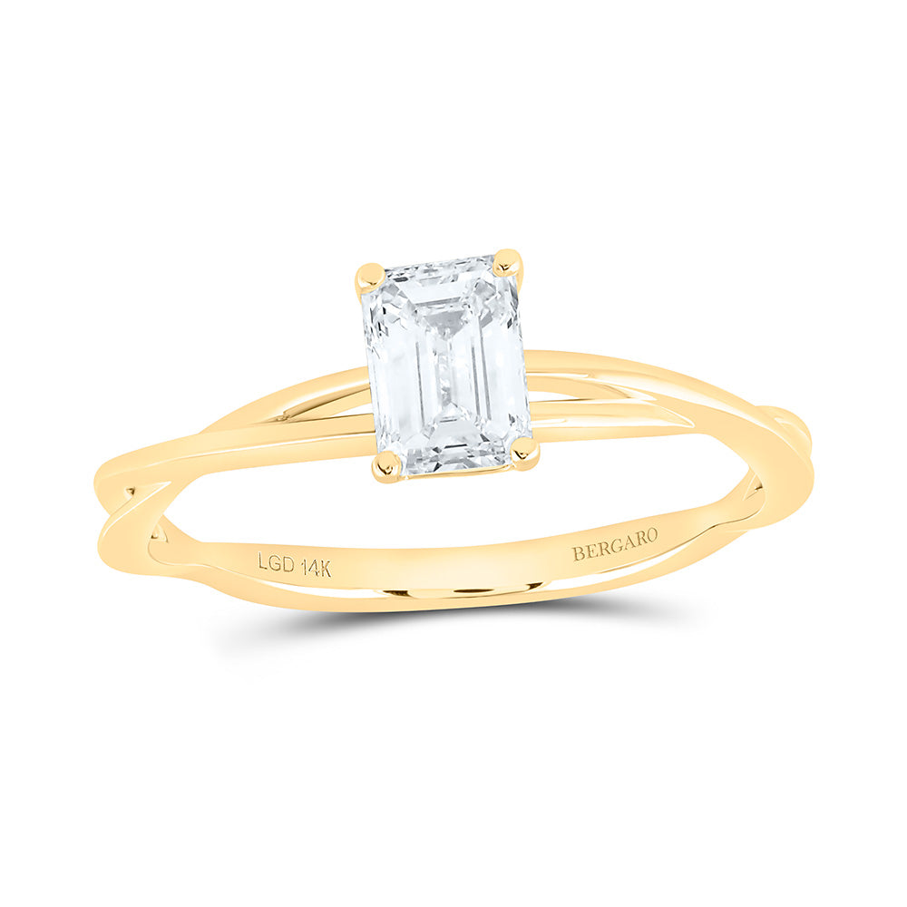14K Yellow Or White Gold 3/4 Cttw Lab Grown Diamond Emerald Solitaire Ring