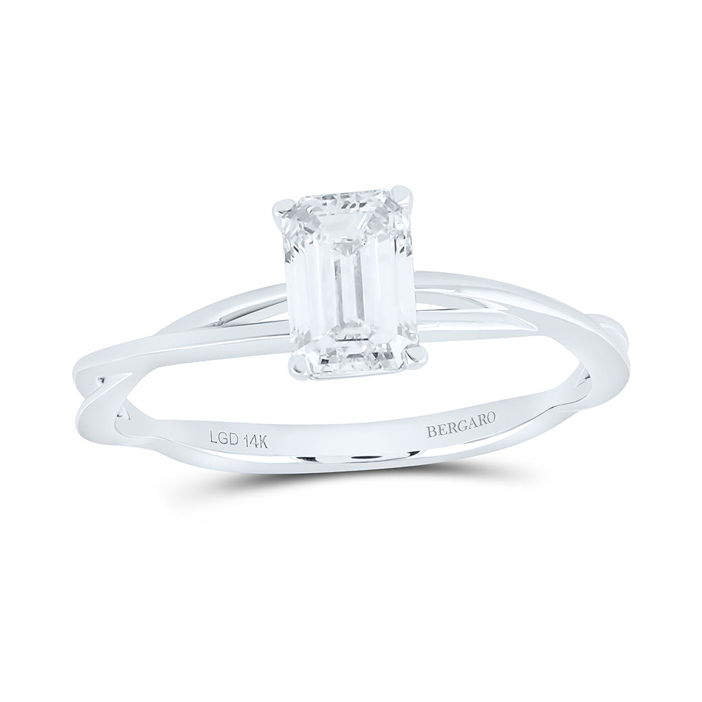 14K Yellow Or White Gold 7/8 Cttw Lab Grown Diamond Emerald Solitaire Ring