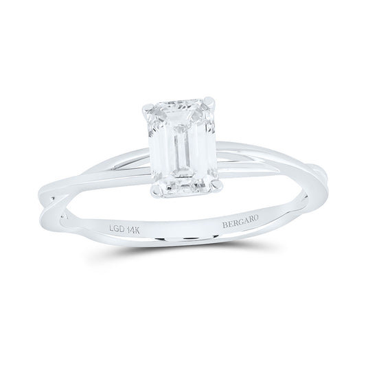 14K Yellow Or White Gold 7/8 Cttw Lab Grown Diamond Emerald Solitaire Ring