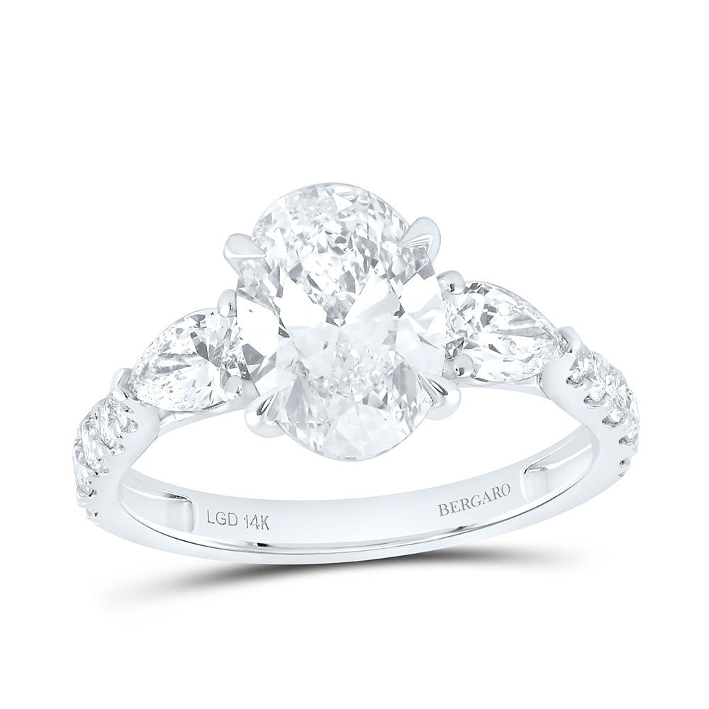 14K Yellow Or White Gold 3 Cttw Lab Grown Diamond 2 Cttw Center Oval, 1/2Ct-Cps Oval Engagement Ring