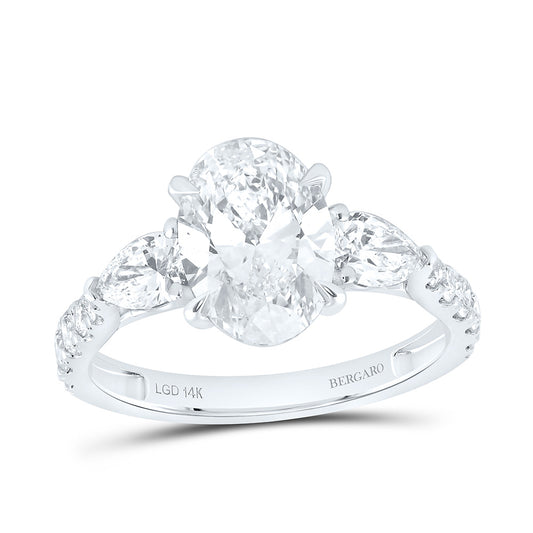 14K Yellow Or White Gold 3 Cttw Lab Grown Diamond 2 Cttw Center Oval, 1/2Ct-Cps Oval Engagement Ring