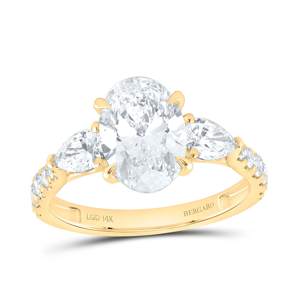 14K Yellow Or White Gold 3 Cttw Lab Grown Diamond 2 Cttw Center Oval, 1/2Ct-Cps Oval Engagement Ring