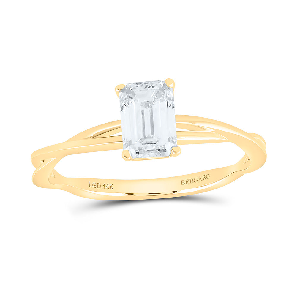 14K Yellow Or White Gold 7/8 Cttw Lab Grown Diamond Emerald Solitaire Ring