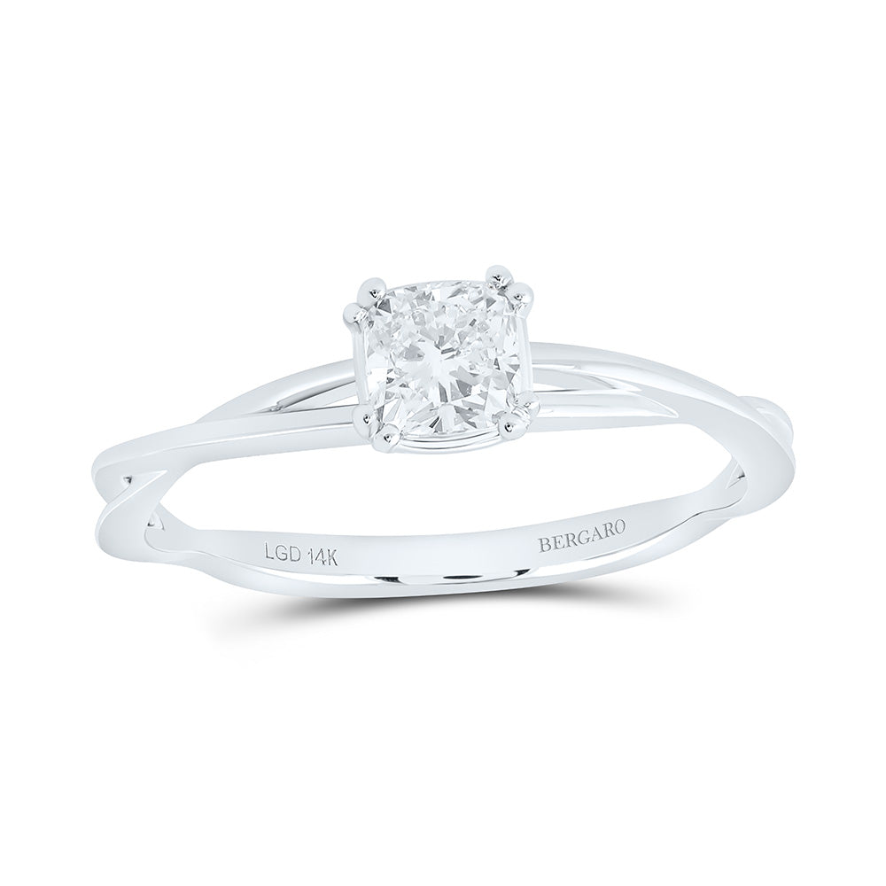 14K Yellow Or White Gold 1/2 Cttw Lab Grown Diamond Cushion Solitaire Ring