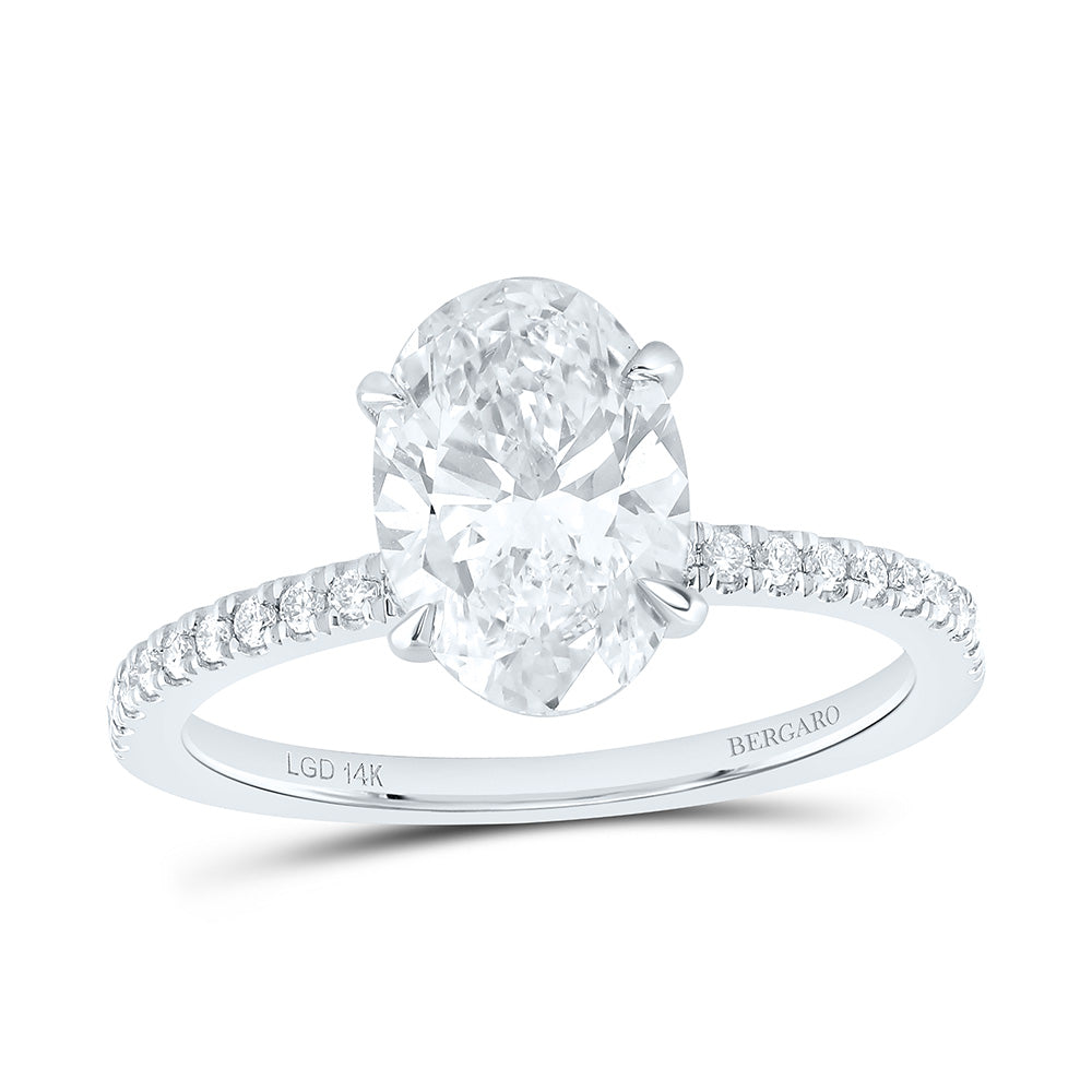 14K Yellow Or White Gold 2 1/4 Cttw Lab Grown Diamond 2 Cttw Center Oval Engagement Ring