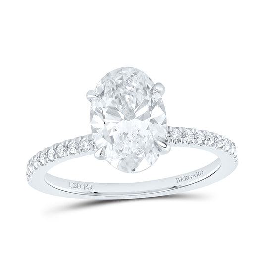 14K Yellow Or White Gold 2 1/4 Cttw Lab Grown Diamond 2 Cttw Center Oval Engagement Ring