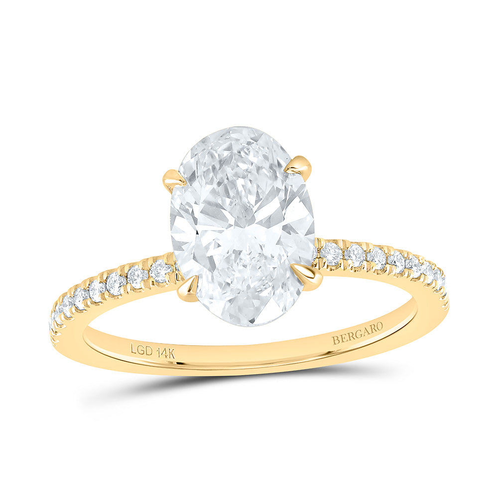 14K Yellow Or White Gold 2 1/4 Cttw Lab Grown Diamond 2 Cttw Center Oval Engagement Ring