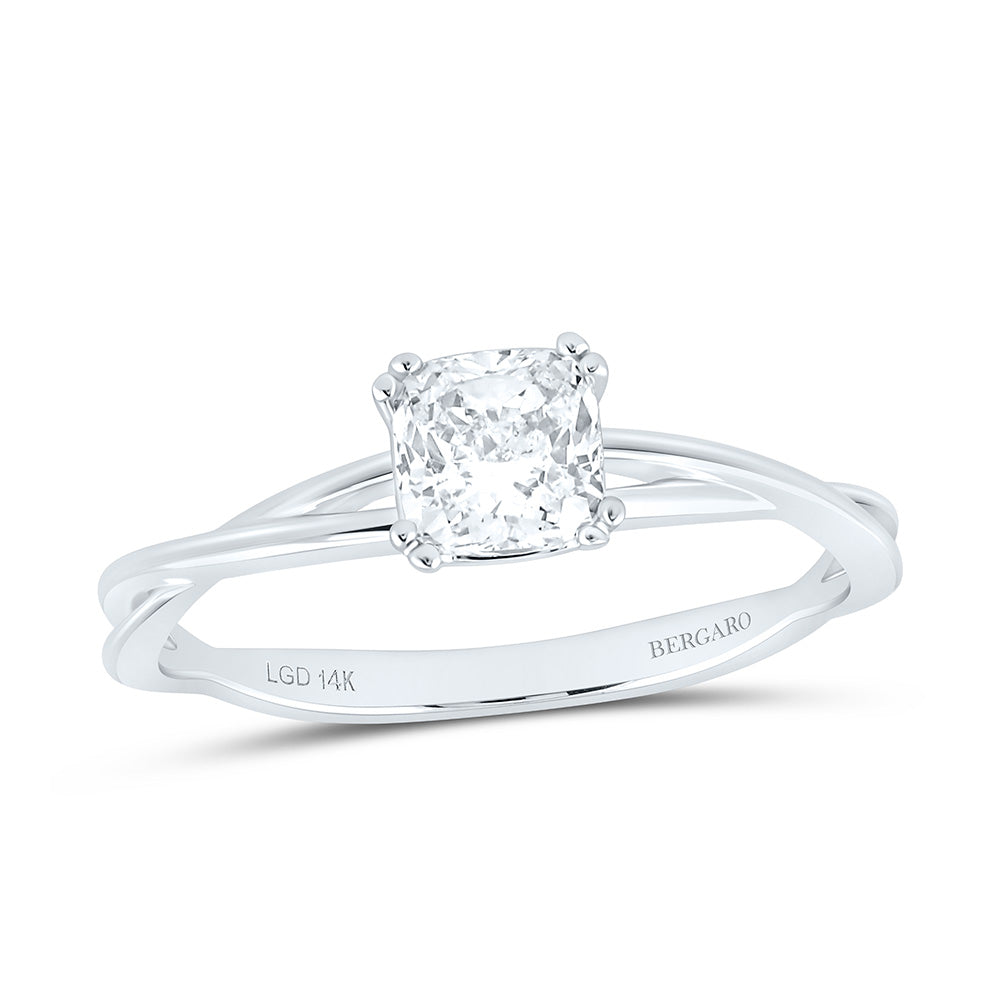 14K Yellow Or White Gold 3/4 Cttw Lab Grown Diamond Cushion Solitaire Ring