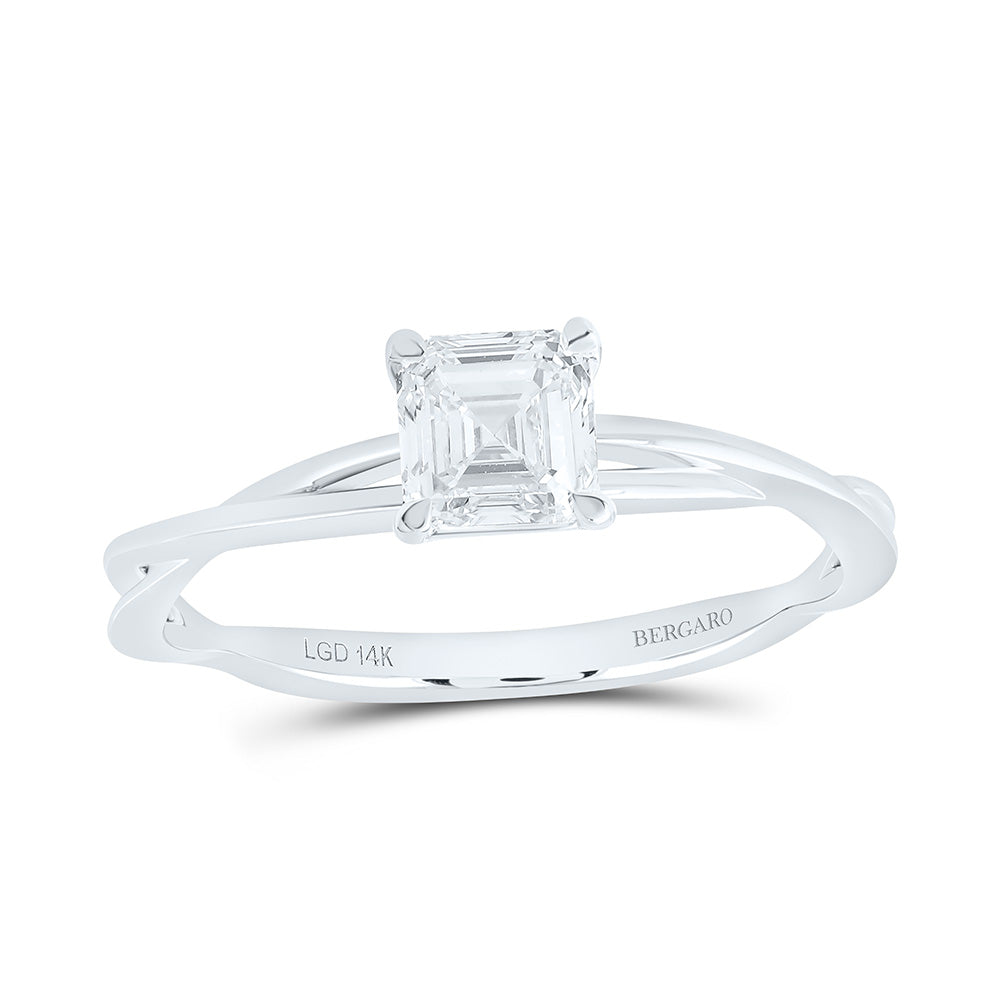 14K Yellow Or White Gold 3/4 Cttw Lab Grown Diamond Asscher Solitaire Ring