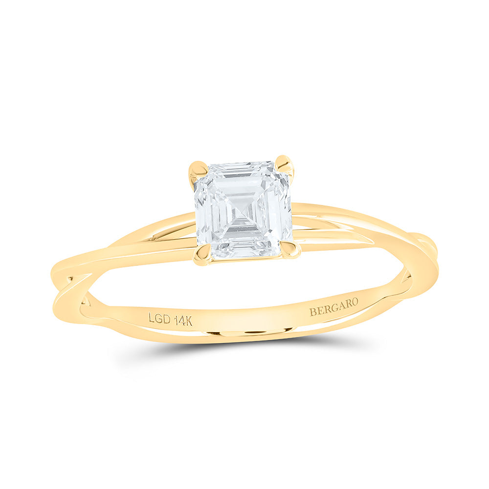 14K Yellow Or White Gold 3/4 Cttw Lab Grown Diamond Asscher Solitaire Ring