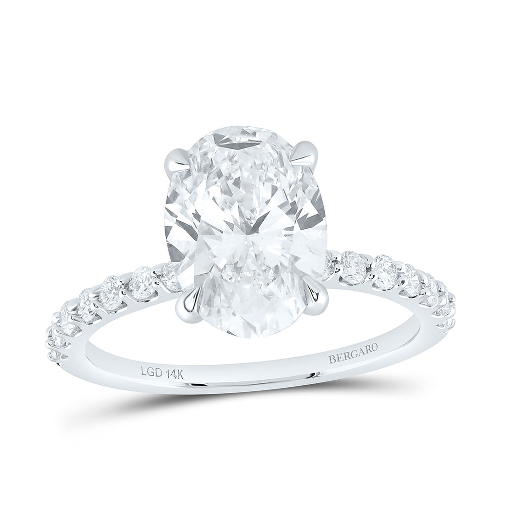 14K Yellow Or White Gold 3 1/3 Cttw Lab Grown Diamond 3 Cttw Center Oval Engagement Ring