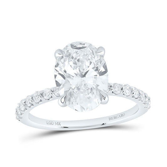 14K Yellow Or White Gold 3 1/3 Cttw Lab Grown Diamond 3 Cttw Center Oval Engagement Ring