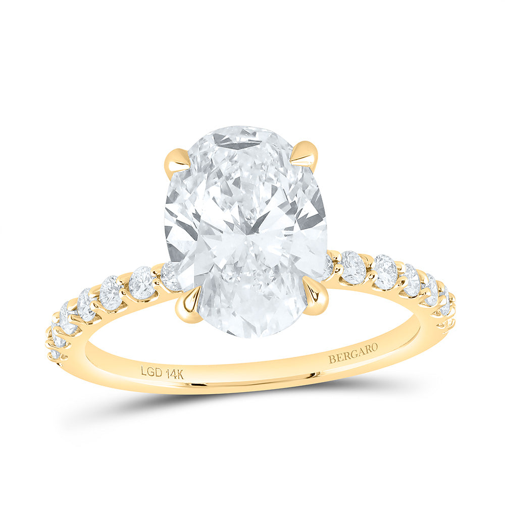 14K Yellow Or White Gold 3 1/3 Cttw Lab Grown Diamond 3 Cttw Center Oval Engagement Ring
