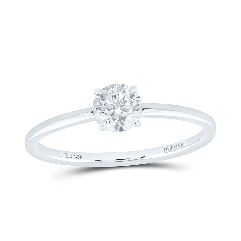 14K Yellow Or White Gold 1/2 Cttw Lab Grown Diamond Round Solitaire Ring