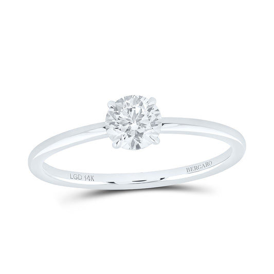 14K Yellow Or White Gold 1/2 Cttw Lab Grown Diamond Round Solitaire Ring