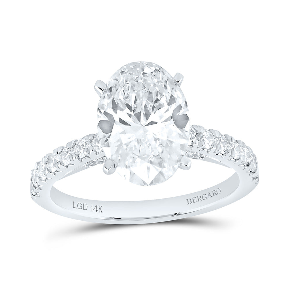 14K Yellow Or White Gold 3 1/2 Cttw Lab Grown Diamond 3 Cttw Center Oval Engagement Ring
