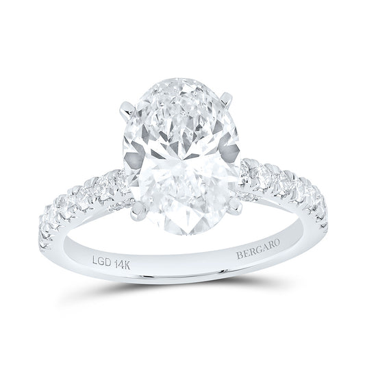 14K Yellow Or White Gold 3 1/2 Cttw Lab Grown Diamond 3 Cttw Center Oval Engagement Ring