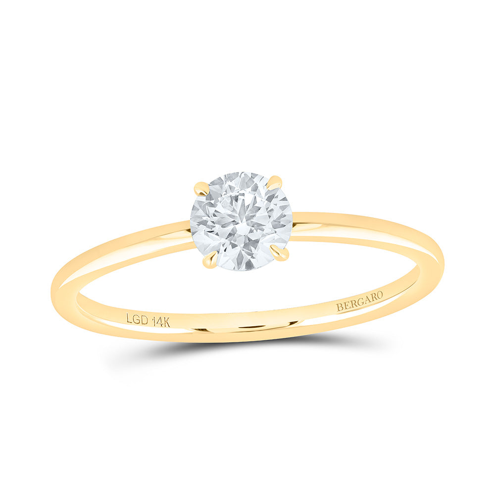 14K Yellow Or White Gold 1/2 Cttw Lab Grown Diamond Round Solitaire Ring