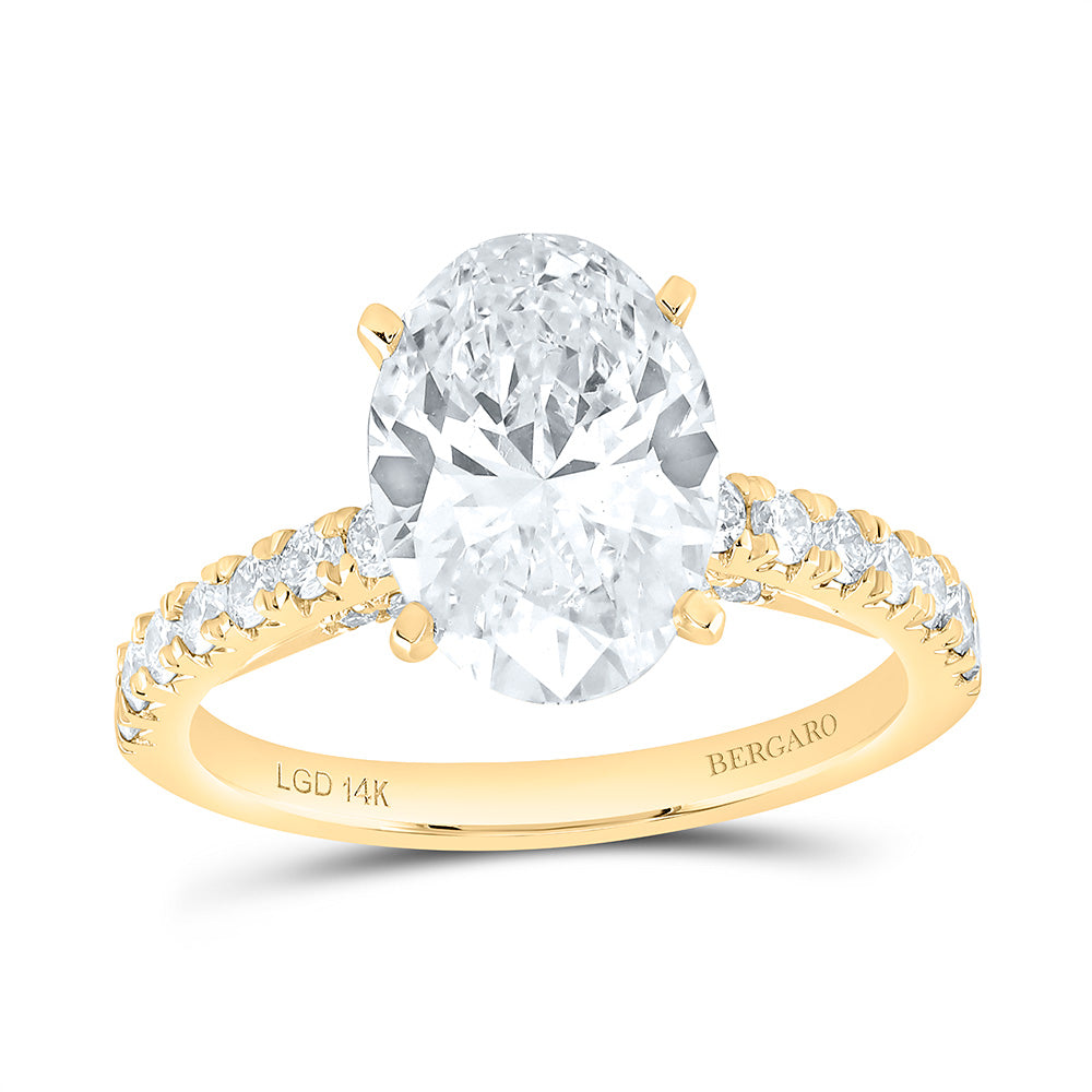14K Yellow Or White Gold 3 1/2 Cttw Lab Grown Diamond 3 Cttw Center Oval Engagement Ring
