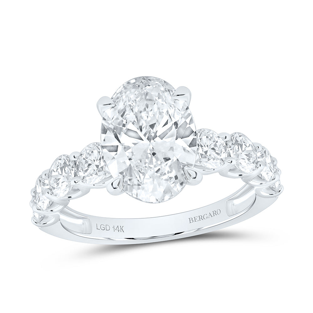 14K Yellow Or White Gold 4 1/2 Cttw Lab Grown Diamond 3Ct-Ov, Fashion Oval Engagement Ring