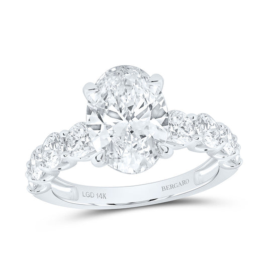 14K Yellow Or White Gold 4 1/2 Cttw Lab Grown Diamond 3Ct-Ov, Fashion Oval Engagement Ring