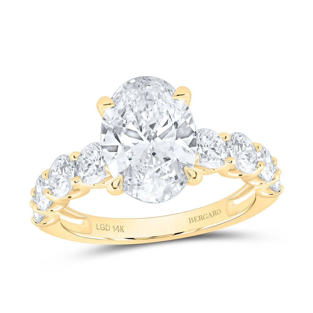14K Yellow Or White Gold 4 1/2 Cttw Lab Grown Diamond 3Ct-Ov, Fashion Oval Engagement Ring