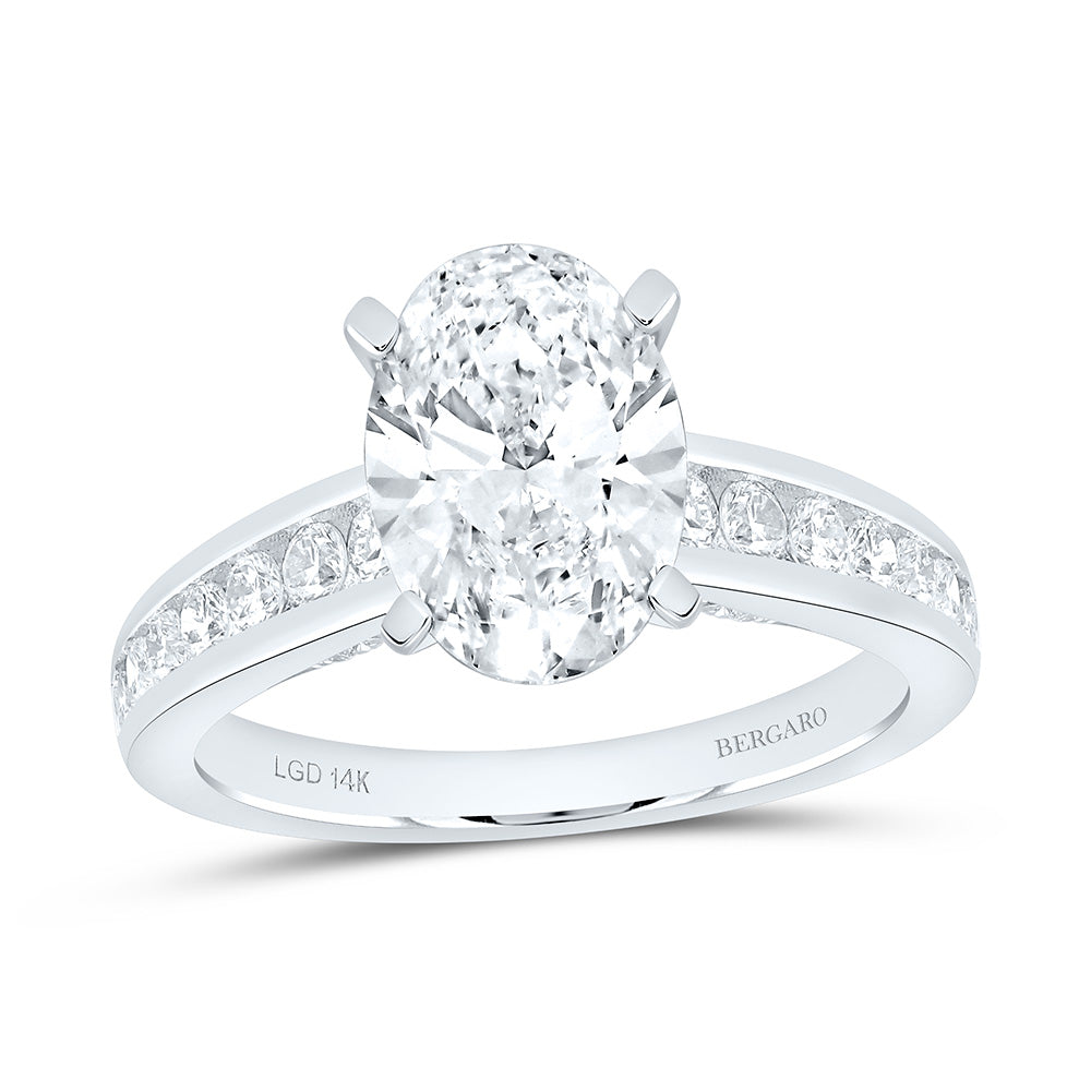 14K Yellow Or White Gold 2 1/2 Cttw Lab Grown Diamond 2 Cttw Center Oval Engagement Ring