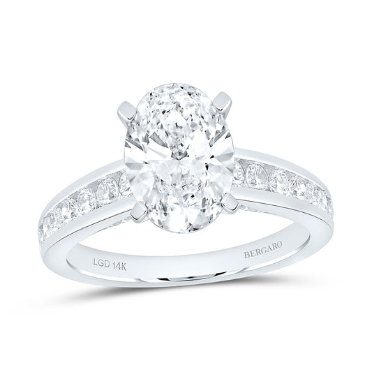 14K Yellow Or White Gold 2 1/2 Cttw Lab Grown Diamond 2 Cttw Center Oval Engagement Ring