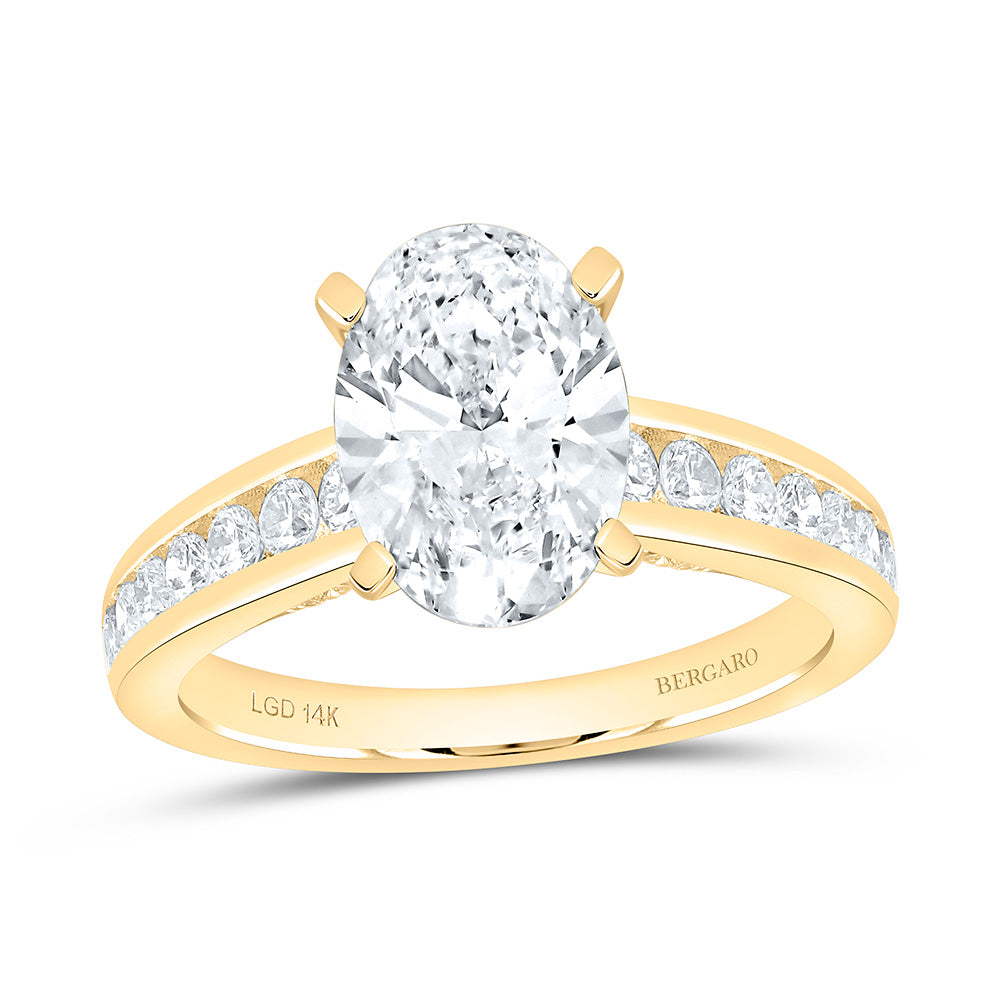 14K Yellow Or White Gold 2 1/2 Cttw Lab Grown Diamond 2 Cttw Center Oval Engagement Ring