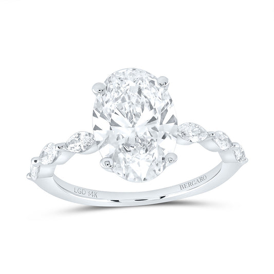 14K Yellow Or White Gold 3 1/3 Cttw Lab Grown Diamond 3 Cttw Center Oval Engagement Ring