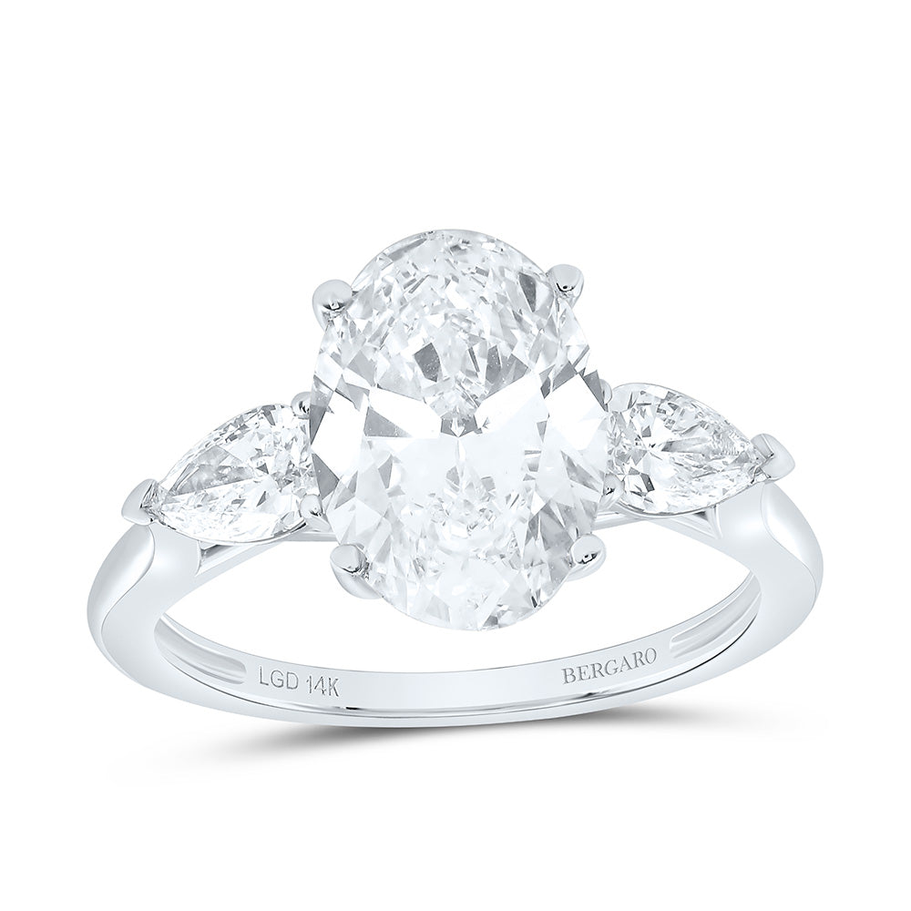 14K Yellow Or White Gold 3 5/8 Cttw Lab Grown Diamond 3 Cttw Oval, 5/8 Cttw Pear Engagement Ring