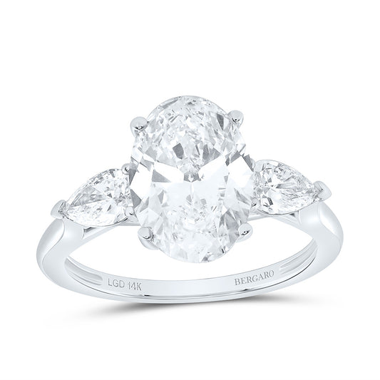 14K Yellow Or White Gold 3 5/8 Cttw Lab Grown Diamond 3 Cttw Oval, 5/8 Cttw Pear Engagement Ring