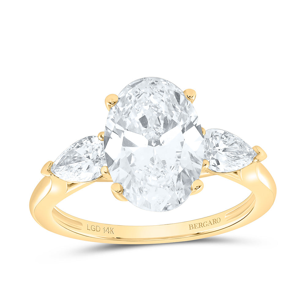 14K Yellow Or White Gold 3 5/8 Cttw Lab Grown Diamond 3 Cttw Oval, 5/8 Cttw Pear Engagement Ring