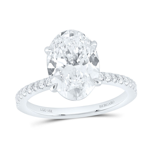 14K Yellow Or White Gold 3 1/4 Cttw Lab Grown Diamond 3 Cttw Center Oval Engagement Ring