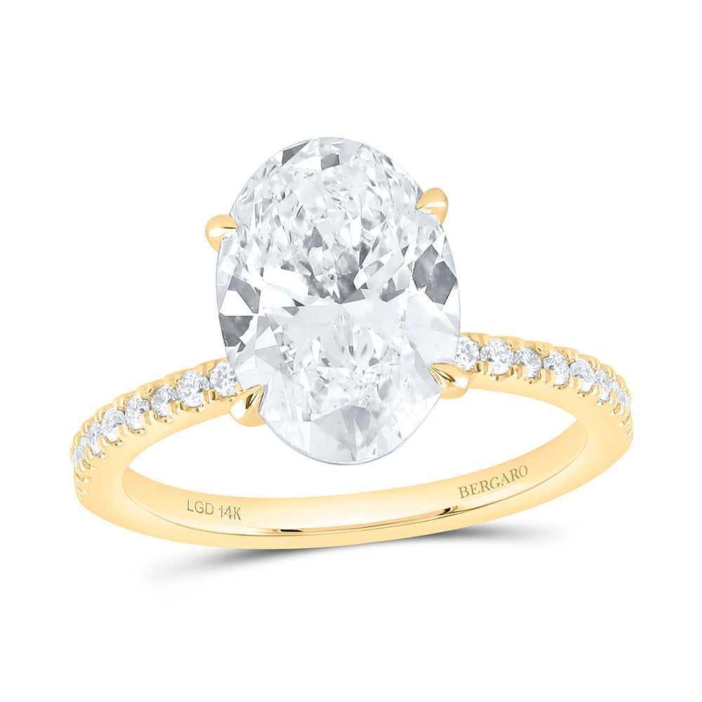 14K Yellow Or White Gold 3 1/4 Cttw Lab Grown Diamond 3 Cttw Center Oval Engagement Ring