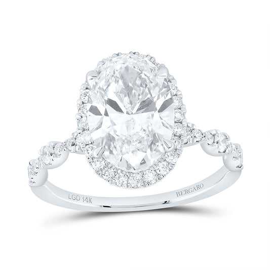 14K Yellow Or White Gold 3 3/4 Cttw Lab Grown Diamond 3 Cttw Center Oval Single Halo Engagement Ring