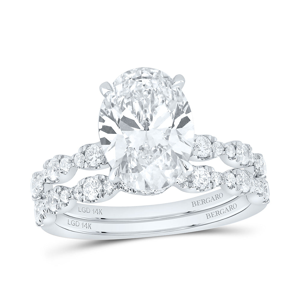 14K Yellow Or White Gold 3 3/4 Cttw Lab Grown Diamond 3 Cttw Center Oval Bridal Set