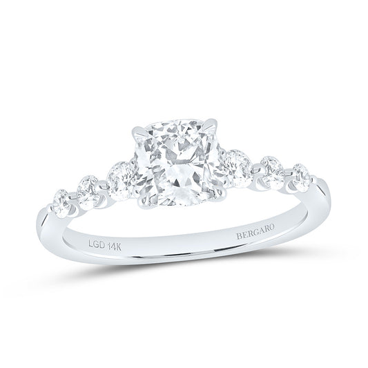 14K Yellow Or White Gold 1 3/8 Cttw Lab Grown Diamond 1 Cttw Center Cushion Engagement Ring