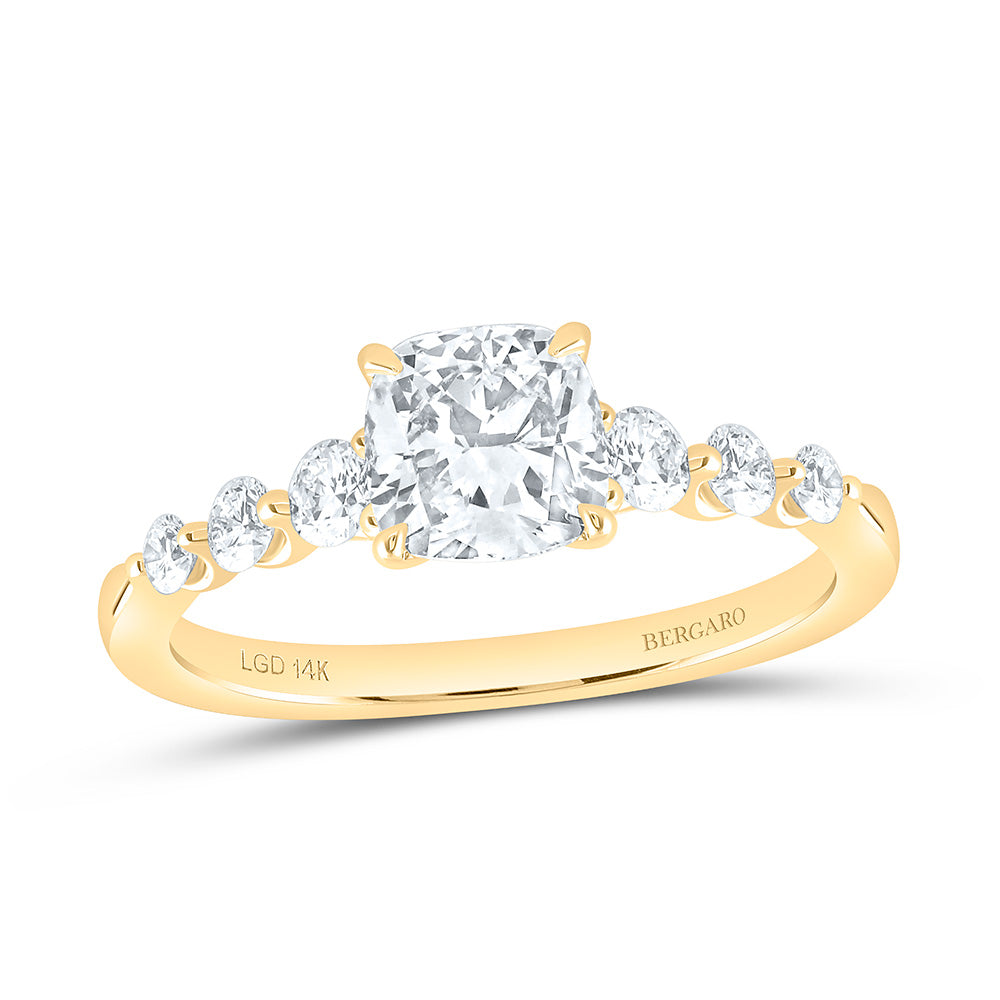 14K Yellow Or White Gold 1 3/8 Cttw Lab Grown Diamond 1 Cttw Center Cushion Engagement Ring