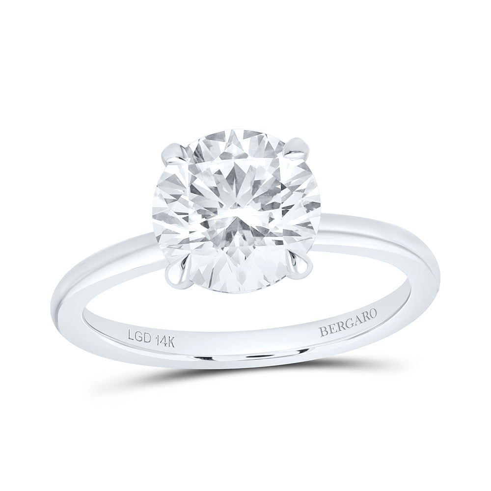 14K Yellow Or White Gold 2 1/2 Cttw Lab Grown Diamond Round Solitaire Ring