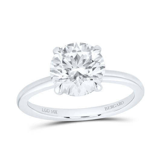 14K Yellow Or White Gold 2 1/2 Cttw Lab Grown Diamond Round Solitaire Ring