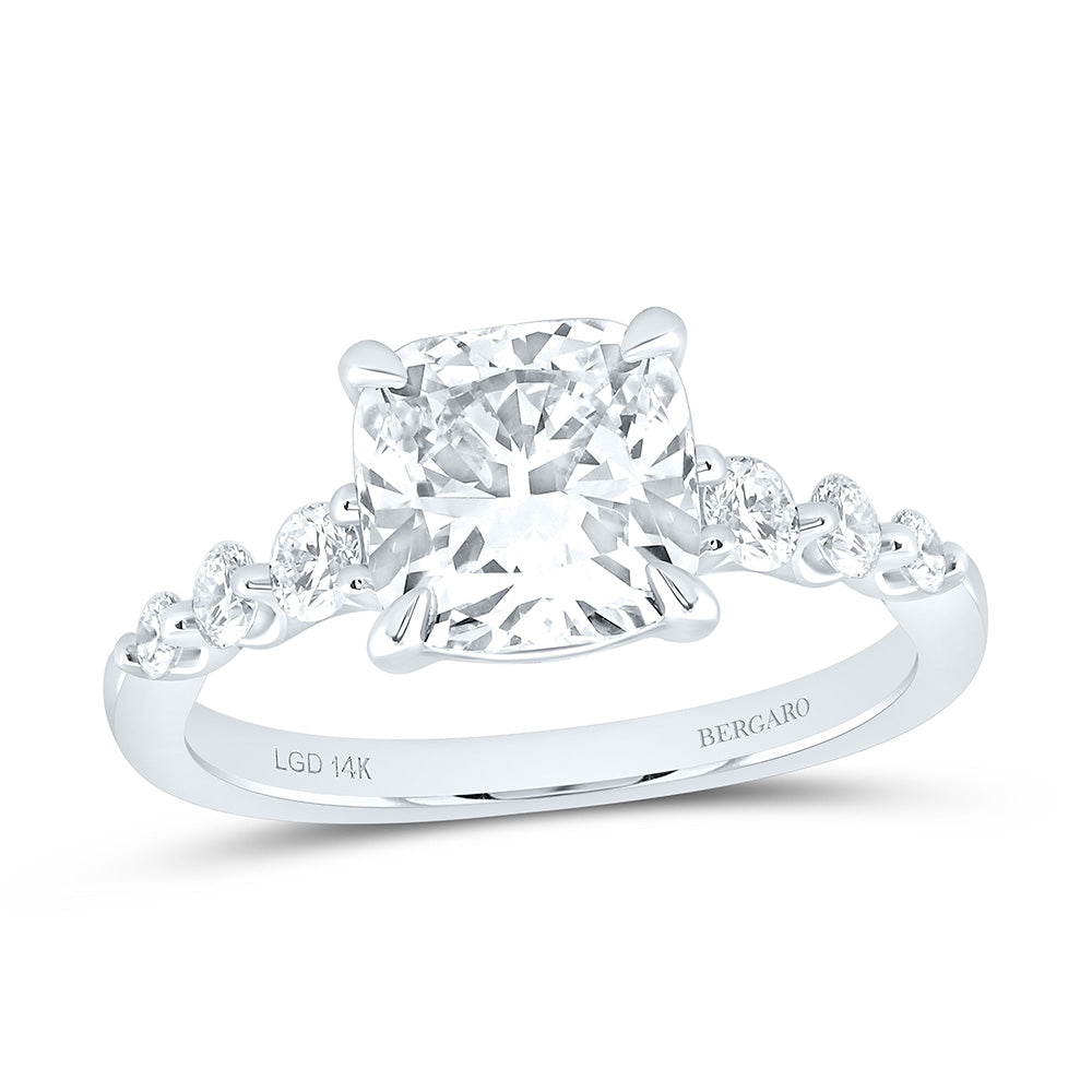 14K Yellow Or White Gold 2 3/8 Cttw Lab Grown Diamond 2 Cttw Center Cushion Engagement Ring