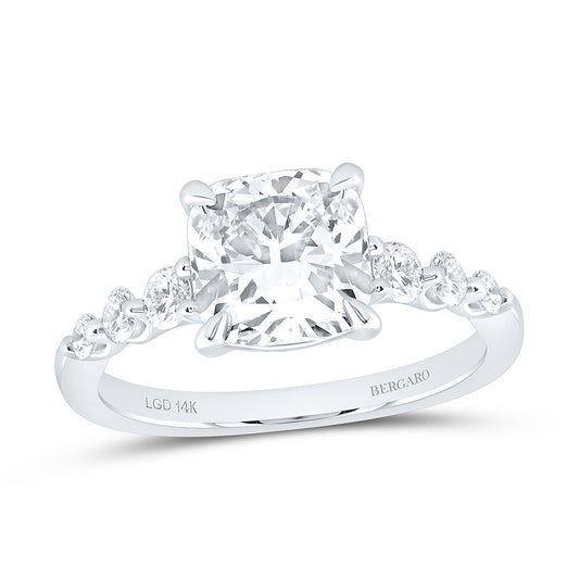 14K Yellow Or White Gold 2 3/8 Cttw Lab Grown Diamond 2 Cttw Center Cushion Engagement Ring