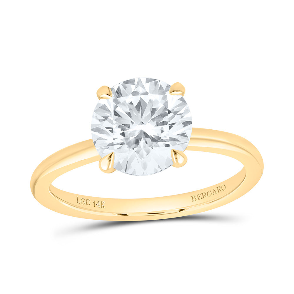 14K Yellow Or White Gold 2 1/2 Cttw Lab Grown Diamond Round Solitaire Ring