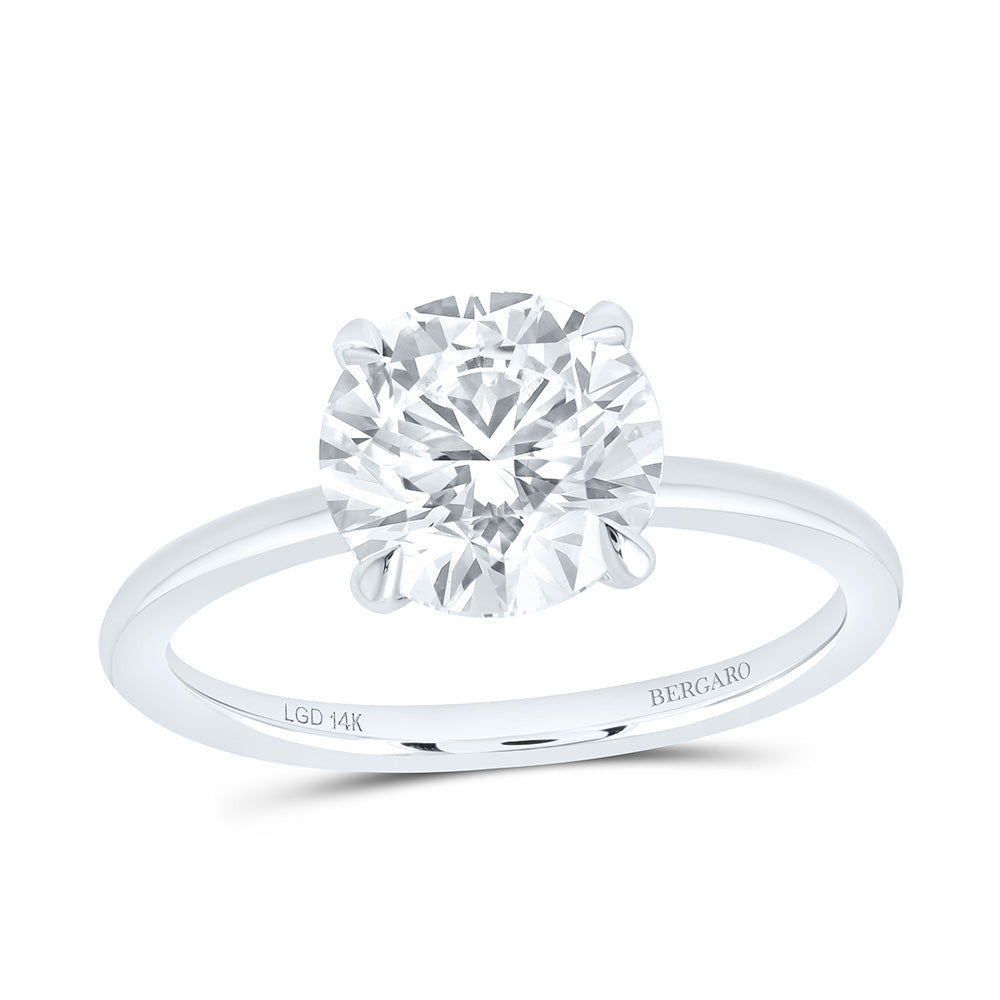 14K Yellow Or White Gold 2 1/2 Cttw Lab Grown Diamond Round Solitaire Ring