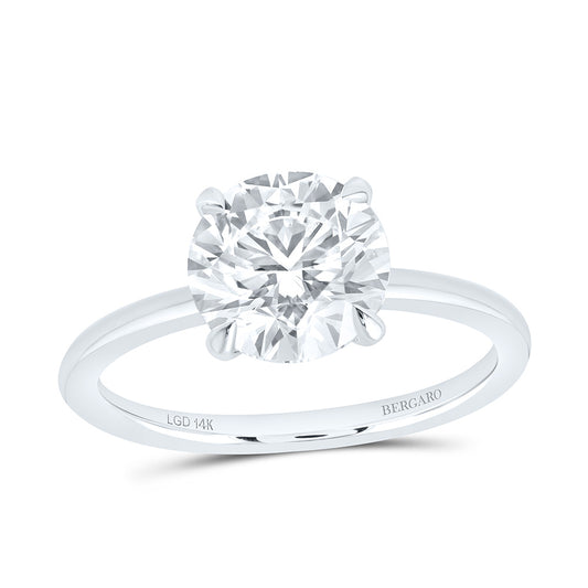 14K Yellow Or White Gold 2 1/2 Cttw Lab Grown Diamond Round Solitaire Ring