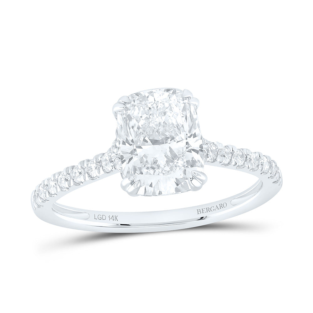 14K Yellow Or White Gold 2 1/4 Cttw Lab Grown Diamond 2 Cttw Center Cushion Engagement Ring